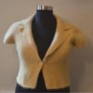 MON SOON - JACKET - Soft Ochre yellow mohair jacket cardy Sz 10 Women